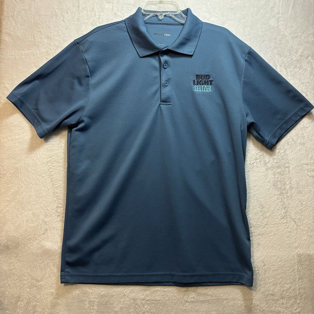 Bud Light Seltzer Polo Light Blue Mens Large Sport-Tek